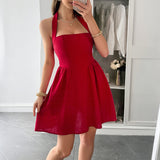 Dilu Elegant Temperament Hanging Neck Half-Dress Dress Dress Women's Dress 2025 Summer