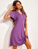 Spring And Summer Lady Home Dress Pyjamas Modale Short Sleeve V Neck Home Pajamas Dress