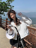 Korean Version Of The Rope Hooded Short Sun Protection Jacket Women's Spring 2026 New Casual Loose Jacket Top Tide