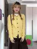 High-End Yellow Knitted Sweater Coat Women's Spring And Autumn 2025 New Lazy Outside The Small Shirt Short Shirt