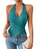 2025 Hottie Cross Hanging Neck Sling Splicing Bare Waistcoat Woman Summer Outside Wearing Tide