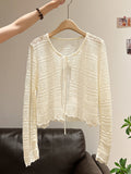 Shangchi Outside Hook T-Shirt With Knitted Sunscreen Shirt Women 2026 Summer Super Fire French Gentle Temperament Short Top