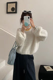 Lazy Wind Milk Wearing Early Autumn New Sweater Long Sleeves Head Bat Sleeve Short Knit Shirt Temperament Shirt Top