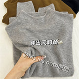 Super Fire Grape Purple Bottoming Shirt Woman's Charm Half-High Collar Inside Sweater Temperament Knitted Autumn And Winter Top