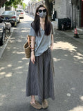 Tea With A Set Of Summer V-Neck Short-Sleeved Cold Zen Set Lattice Broad Leg Trousers Skirt Two Sets Of Women