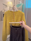 Gentle Wind Yellow Horse Hair Sweater Women Autumn And Winter Jacket Long-Sleeved Cashmere Knitted Jersey Lazi High-End Feel Top
