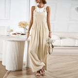 Dili Women's Solid-Colored Strapping Trousers 2025 Summer Loose Broad-Legged Trousers