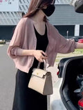 Ice Silk Thin Knitted Cardigan Women Wear 2025 New Outer Shawl Loose Short Small Coat