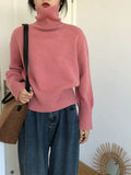 High-Necked Hooded Sweater Woman In The Autumn And Winter Of 2025 Lazy Wind Soft Glutinous Loose Pile Pile Knitted Bottom Shirt