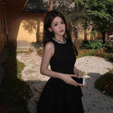 Beautiful Hottie Waist Dress Women's Dress French Temperament Gold High-Grade Small Black Dress Birthday Dress Skirt