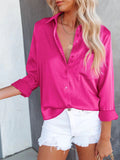 2025 Spring Burst Acetic Satin Solid Color Long-Sleeved Business Women Shirt
