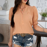 Dili 2025 Spring And Summer Temperament Casual Commuter Horn Five-Sleeve Top Women's Clothing