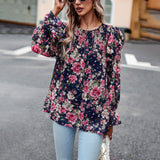 Dili Printed Shirt Women 2025 Autumn And Winter Femininity Commuting Long-Sleeved Shirt