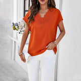 Dili Women's Clothing 2025 Spring And Summer Leisure Commute Solid Color V-Neck Short-Sleeved Top Shirt T-Shirt