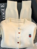New Year's Christmas Red Button Love Sweater Coat Women's Autumn And Winter Loose Soft Han Knitted Open Shirt