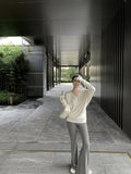 V Collar Bat Sleeve T-Shirt Scimitsed Twist Stacked Long-Sleeved Tee2025 New Thin Low-Collar Top Woman