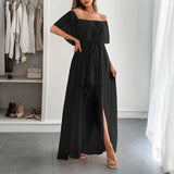 Dili Temperament Elegant Braid Waist Short-Sleeved Women's Dress Dress Women's Dress 2025 Summer