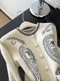 Self-Remaining Explosion Recommended ~ Heavy Industry Embroidered Lazy Style Long-Sleeved Knitted Cardigan Women Autumn And Winter Retro Design Sweater