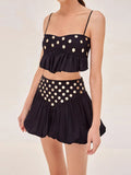 2025 New Personalized Street Metal Decoration Folded Under The Hem Sling Skirt Suit Woman