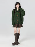 Green Turtleneck Sweater Coat Women's Autumn And Winter 2025 Winter New Warm And Thick Collar Knitted Cardigan Top