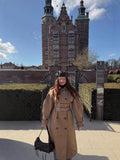 New Fashion With Autumn Temperament Hooded Belt Thin Design Windwear