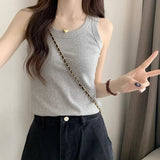 I-Word Sling Vest Women With Summer Collar Collar Tight Suit Bottom To Wear Bare Sleeves