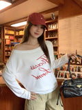 Spice Girls 2026 Super Fire Slanted Shoulders Women's Autumn Wearing White Letters Printed Little T-Shirts Long Sleeves