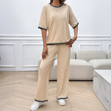Dili Casual Holiday Style Simple Short-Sleeved Women's Straight-Through Trousers Suit Women's Clothing 2025 Spring And Summer