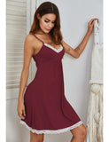 Summer Ladies Home Clothes Lace Spliced Pajamas Mordelled Cotton Sling Pyjamas Maid
