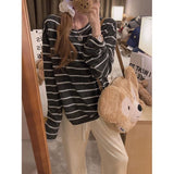 Korean Explosion Striped Long-Sleeved T-Shirted Women 2025 New Autumn And Winter Loose Inside The High-End Feel Blouse