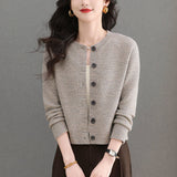 Knitted Cardigan Women's Short Small 2025 Spring And Autumn 2025 New Loose High-Waisted Small Gas Sweater Jacket