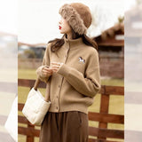 White Pony Turtleneck Sweater Cardigan Women's Autumn And Winter Languid Wind Loose High Sense Daily Commute Knitted Coat