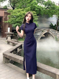 New Chinese Style Improved Temperament Cheongsam Dress 2025 Summer Girl Young Chinese Style Fork Dress