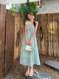 Mint Green Hanging Neck Sling Dress Women's Summer New French Super Fairy First Love Dress Seaside Holiday Showback Dress