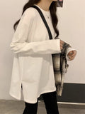 Deyvet Warm Loose Big White T With Winter Plus Velvet Long-Sleeved T-Shirt Women Folded In The Coat Of Clothing