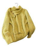 The Atmosphere Is Lazy And The Hair Of The Seaweed Cashmere Sweater Women 2025 Autumn And Winter New Large-Size Fat Mm With Scarf