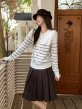 Striped Half-Neck Knitted Thick Coat 2026 Autumn And Winter Loose Design Long-Sleeved Top