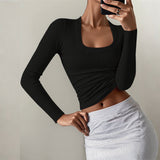 Dili Y2K Hottie Style Long-Sleeved Solid-Color Vest T-Shirt Women's Clothing 2025 Autumn And Winter