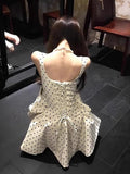 Rich Family Gold High-End Feeling Wave Point Sling Dress Gentle Temperament Waist Birthday Dress Fluffy Dress Woman Summer
