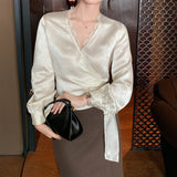 Showcase Personality Display Soft Glutinous Orchid Silk Ice-Scuffed Long-Sleeved Hooded Shirt