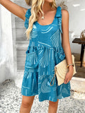 Dili Vacation Leisure Wind Tied With Printed Suspension Dresses Women 2025 Spring And Summer