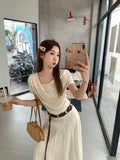 Gentle Folds Irregularly Collar Shoulder Short-Sleeved T-Shirt 2026 Summer New Small Design Top