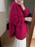 European Goods Lazy Wind Orange Raccoon Velvet Sweater Women's Winter Loose Long-Term Jacket On The Head Temperament Reduction Knitwear Shirt