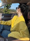 French Retro Yellow Raccoon Velvet Sweater Coat Women Loose Lazy Outside Wearing Knitted Blouse Spring And Autumn