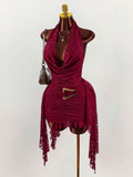 New Solid Color Hanging Neck Dew Low Tie With Metal Body Repair Sexy Ass Skirt Dress Woman