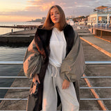 Autumn And Winter 2025 Explosion Temperament Casual Hit Color Collar Long With Wind Coat Coat