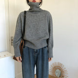 High-Necked Hooded Sweater Woman In The Autumn And Winter Of 2025 Lazy Wind Soft Glutinous Loose Pile Pile Knitted Bottom Shirt
