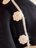 Small Fragrant Temperament Sweater Coat Women Autumn And Winter Repair Short Camellia Knitted Shirt Spring And Autumn New Top