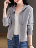 2025 New Knitted Women's Spring And Autumn Hooded Hoodie Jacket Jersey T-Shirt T-Shirt Jersey