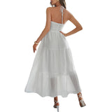 Dilu Leisure Vacation Hanging Neck Half-Permeable Skirt Dress Women's Dress 2025 Summer